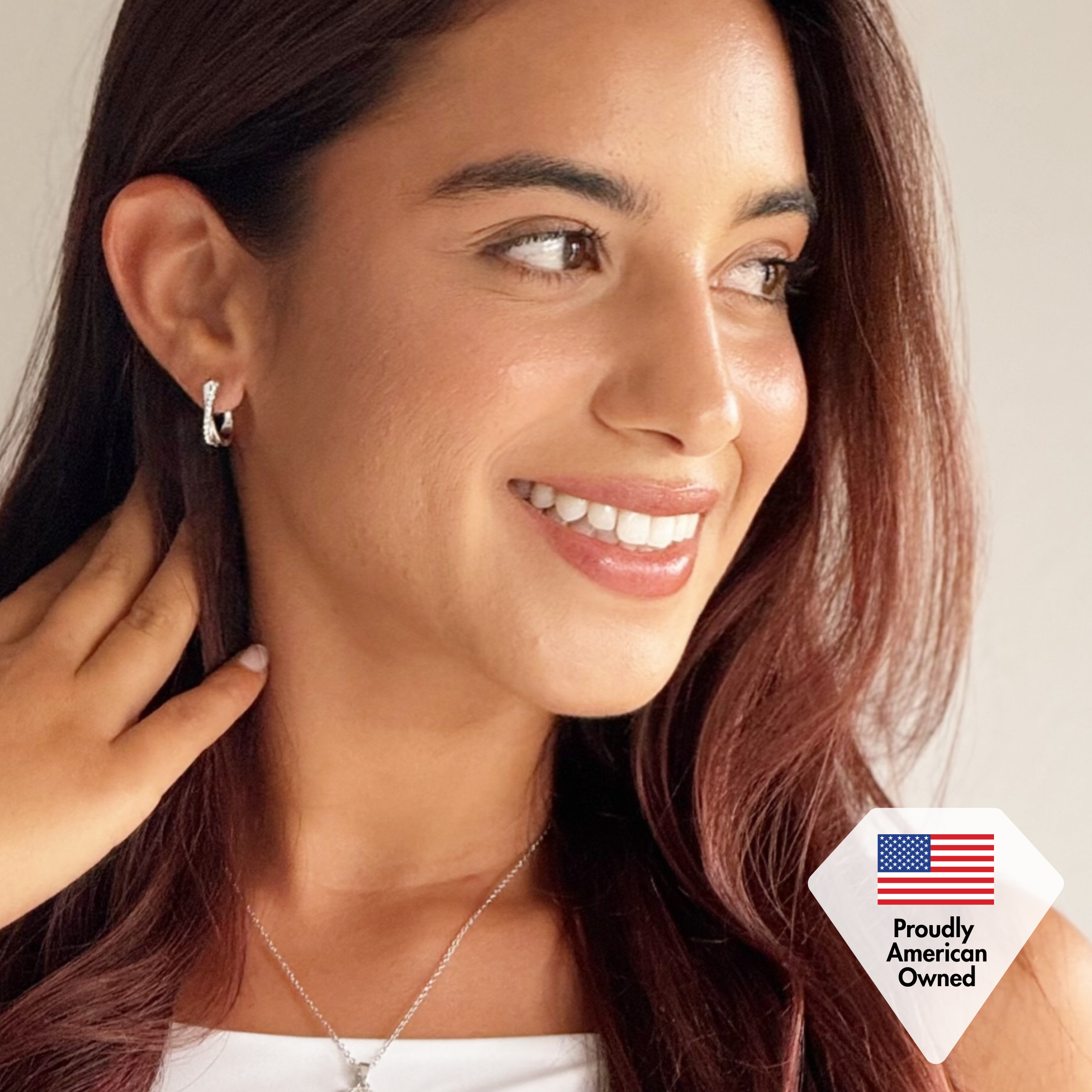 Bianca, Bethany, Amaya 18k White Gold Plated Hoop Earrings with Swarovski Crystals (3 Pair Set)