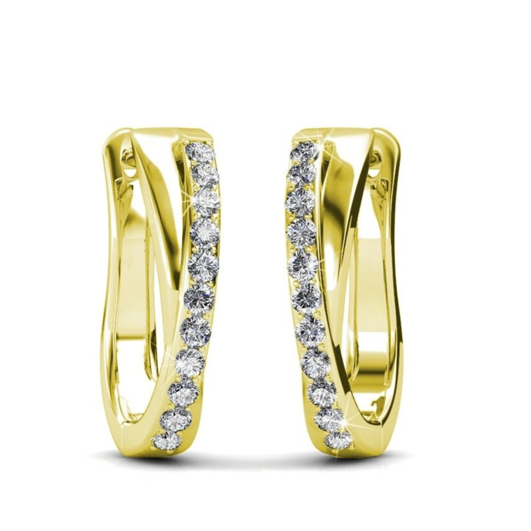 Amaya 18k White Gold Plated 16mm Twisted Hoop Earrings with Swarovski Crystals
