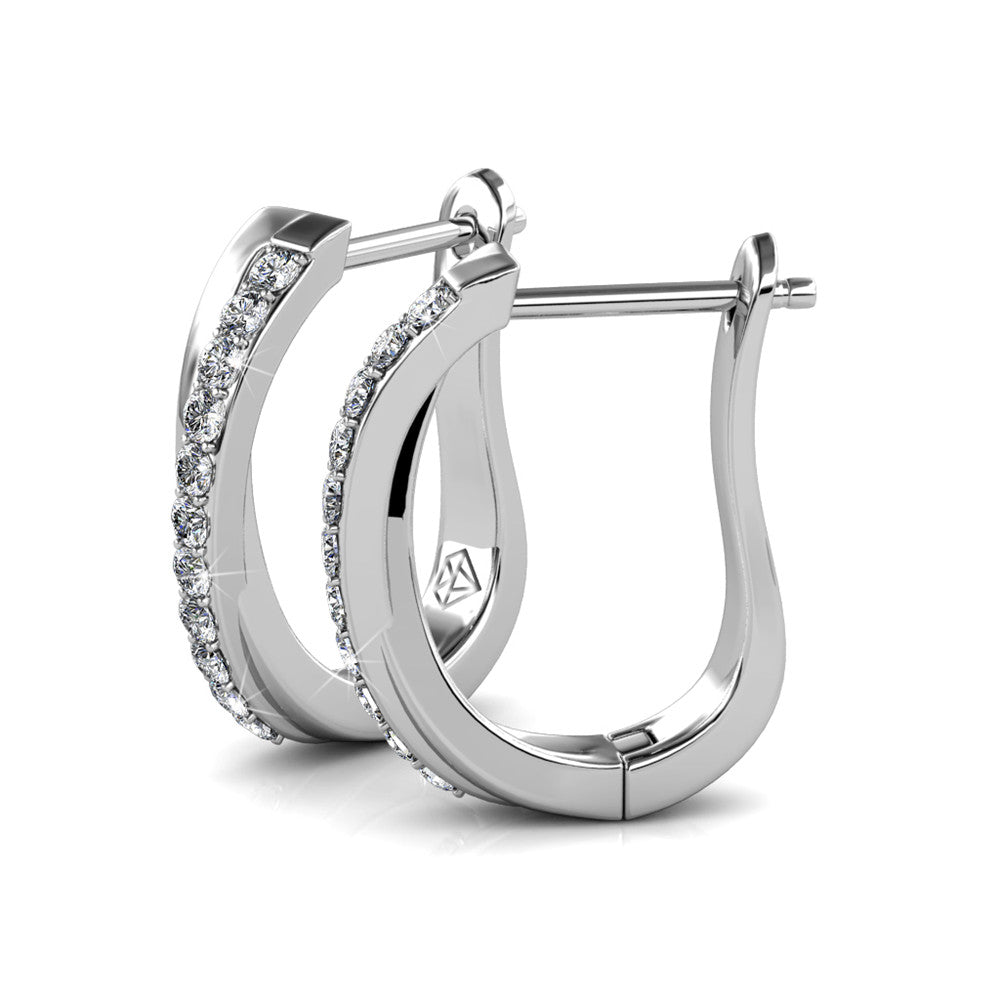 Amaya 18k White Gold Plated Twisted Hoop Earrings with Swarovski Crystals