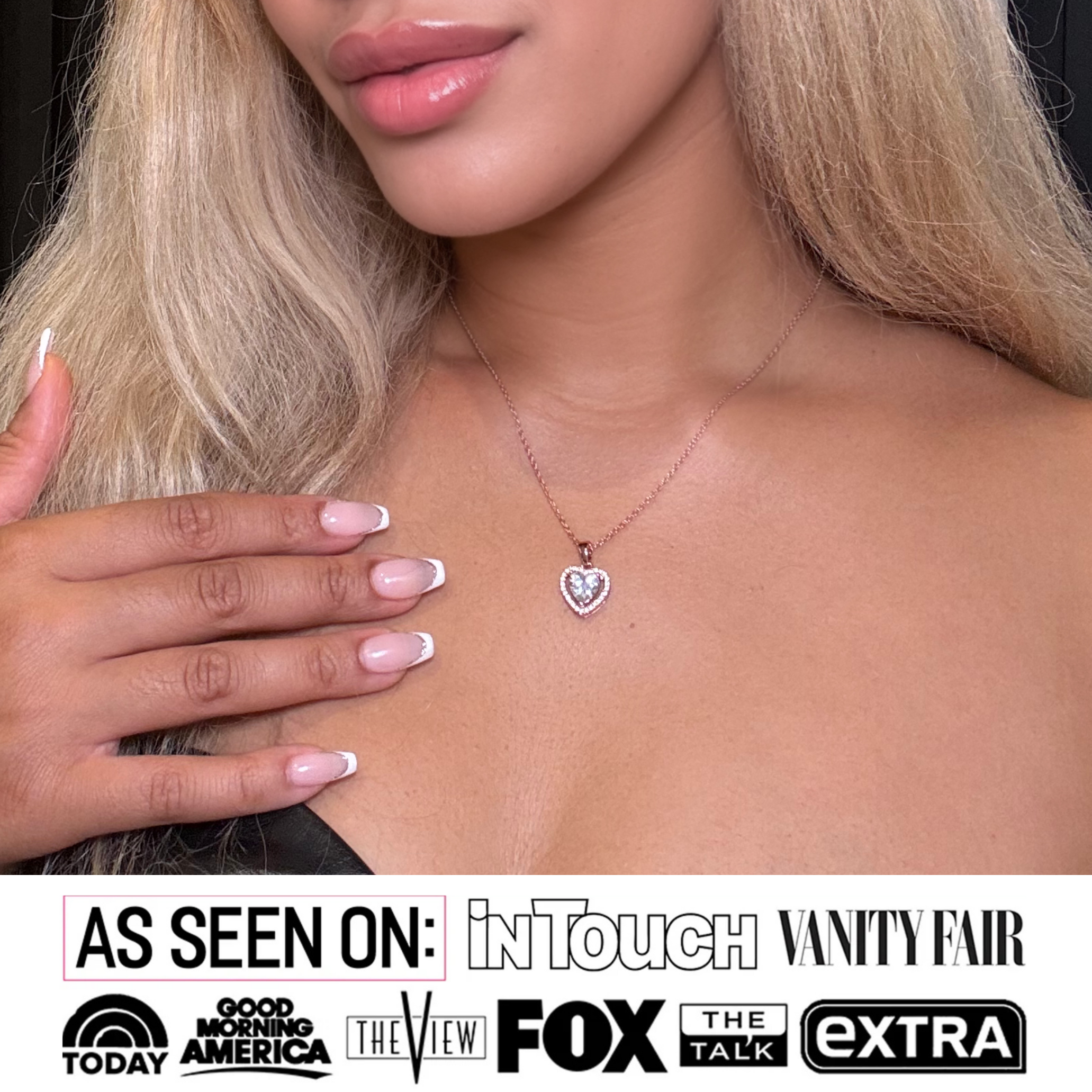 Amora 18k White Gold Plated Heart Necklace & Kindness and Light Green Bow Card