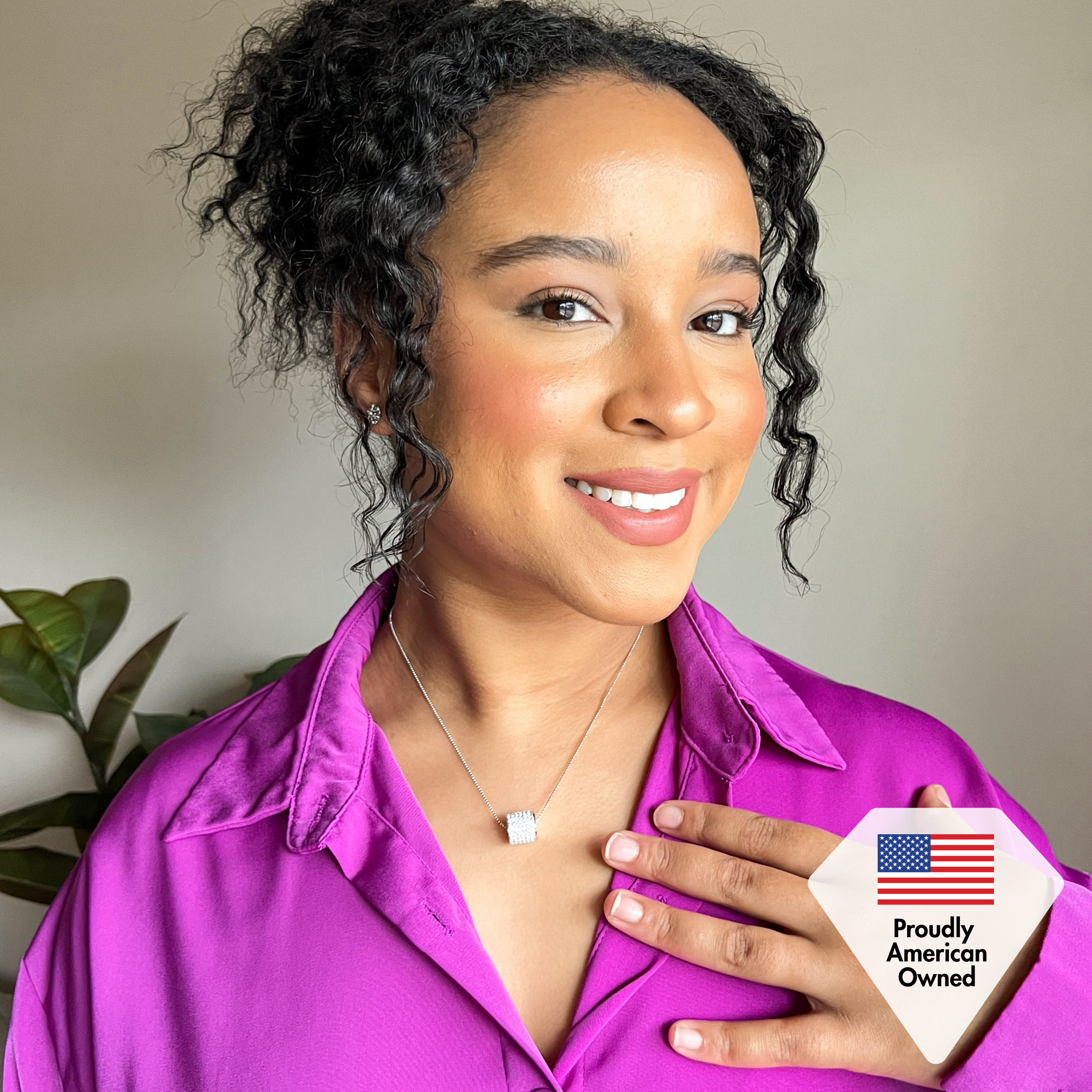 Anabelle 18k White Gold Plated Pendant Necklace with Swarovski Crystals