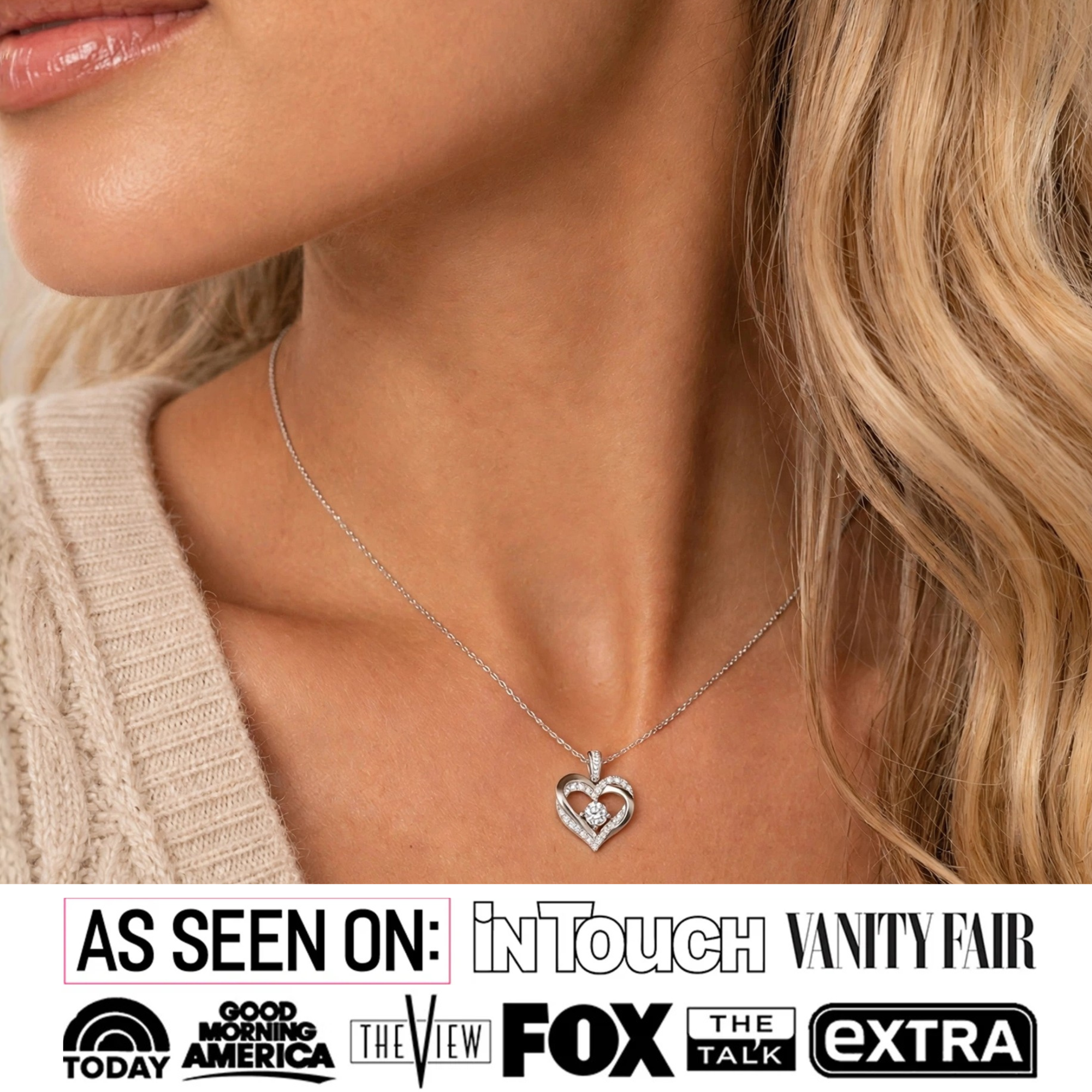Forever Birthstone 18k White Gold Plated Double Heart Necklace with Swarovski Crystals