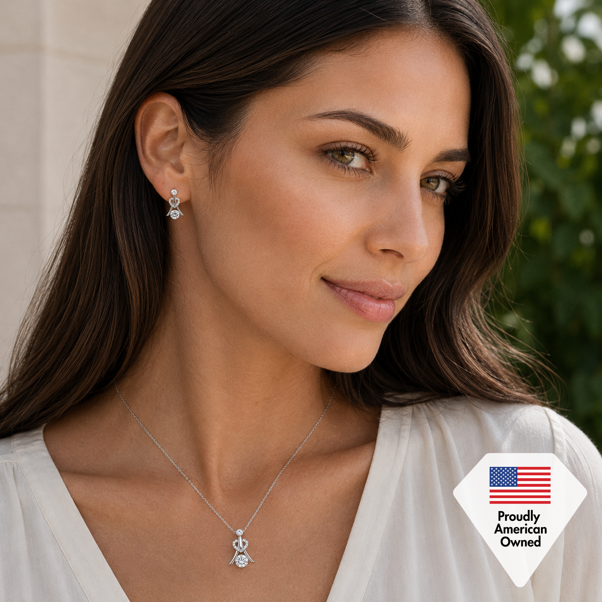 Serenity Birthstone 18k White Gold Plated Necklace with Round Cut Swarovski Crystals
