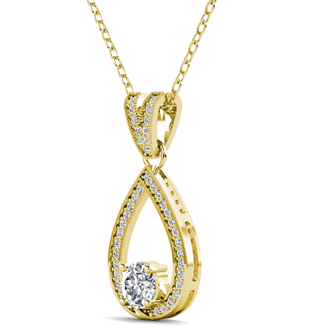 Arabella 18k White Gold Plated Teardrop Necklace with Simulated Diamond Crystals