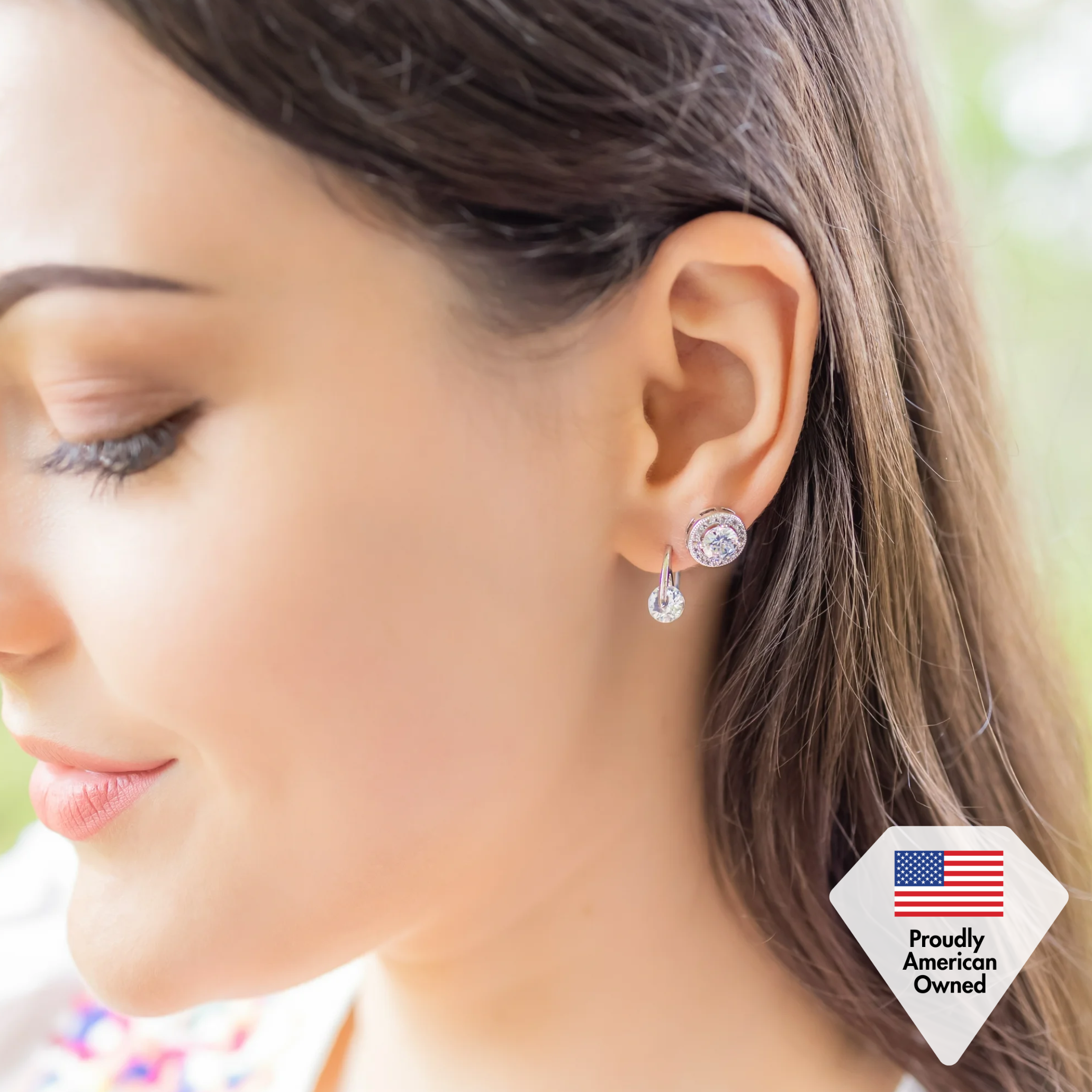 Ariel 18k Gold Plated Stud Earrings with Simulated Diamond Crystals (3 Pair Set)