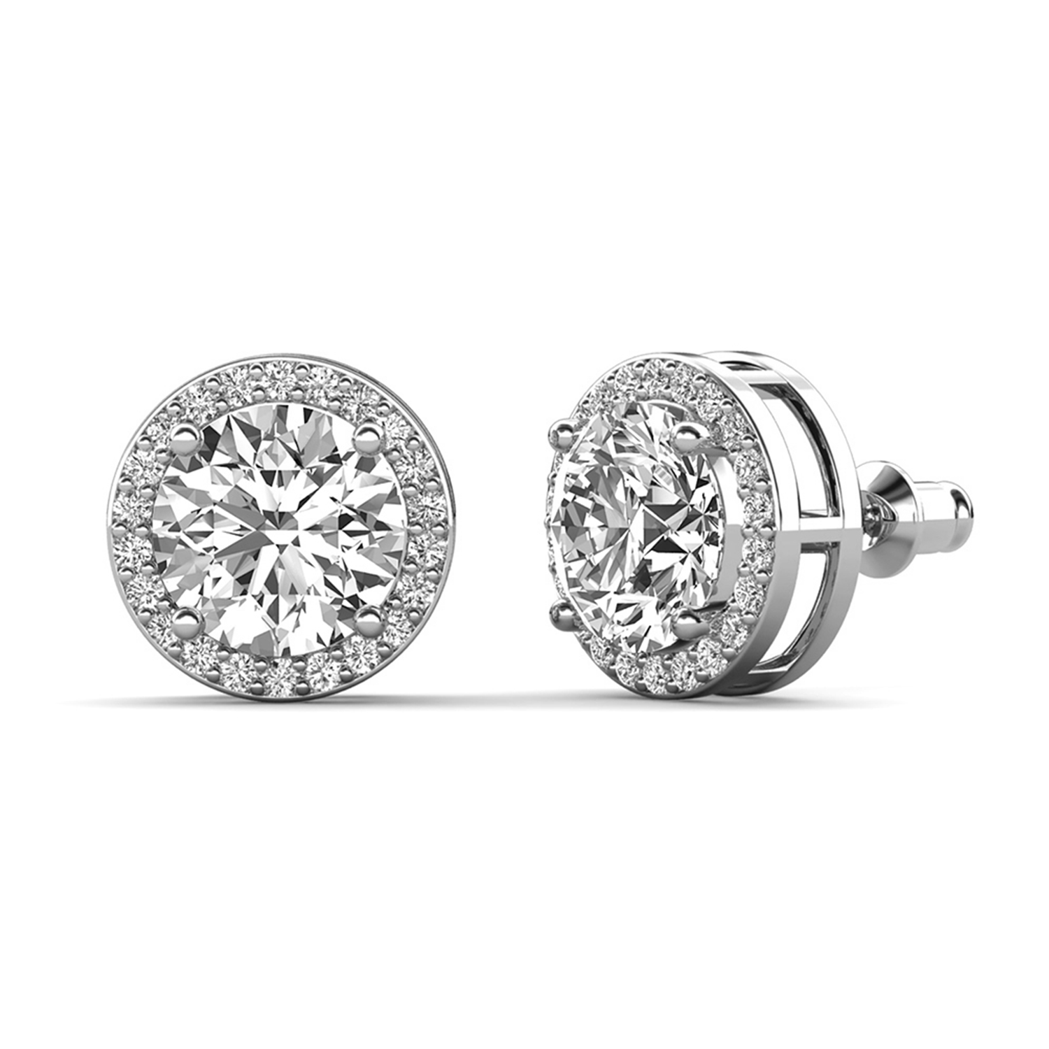 Bianca, McKenzie, Ariel 18k White Gold Plated Earrings with Simulated Diamond Crystals (3 Pair Set)