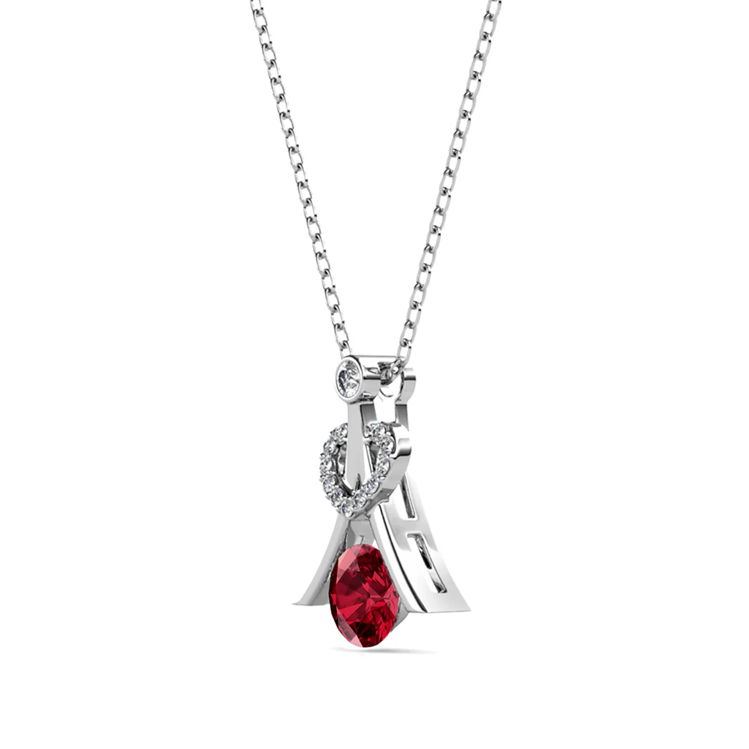 Serenity Birthstone Necklace 18k White Gold Plated with Round Cut Swarovski Crystals