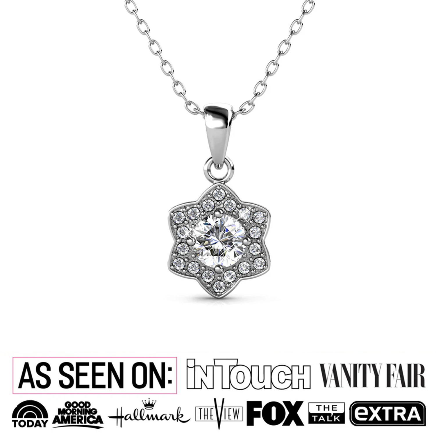 Poppy 18k White Gold Plated Necklace with Simulated Diamond Crystals