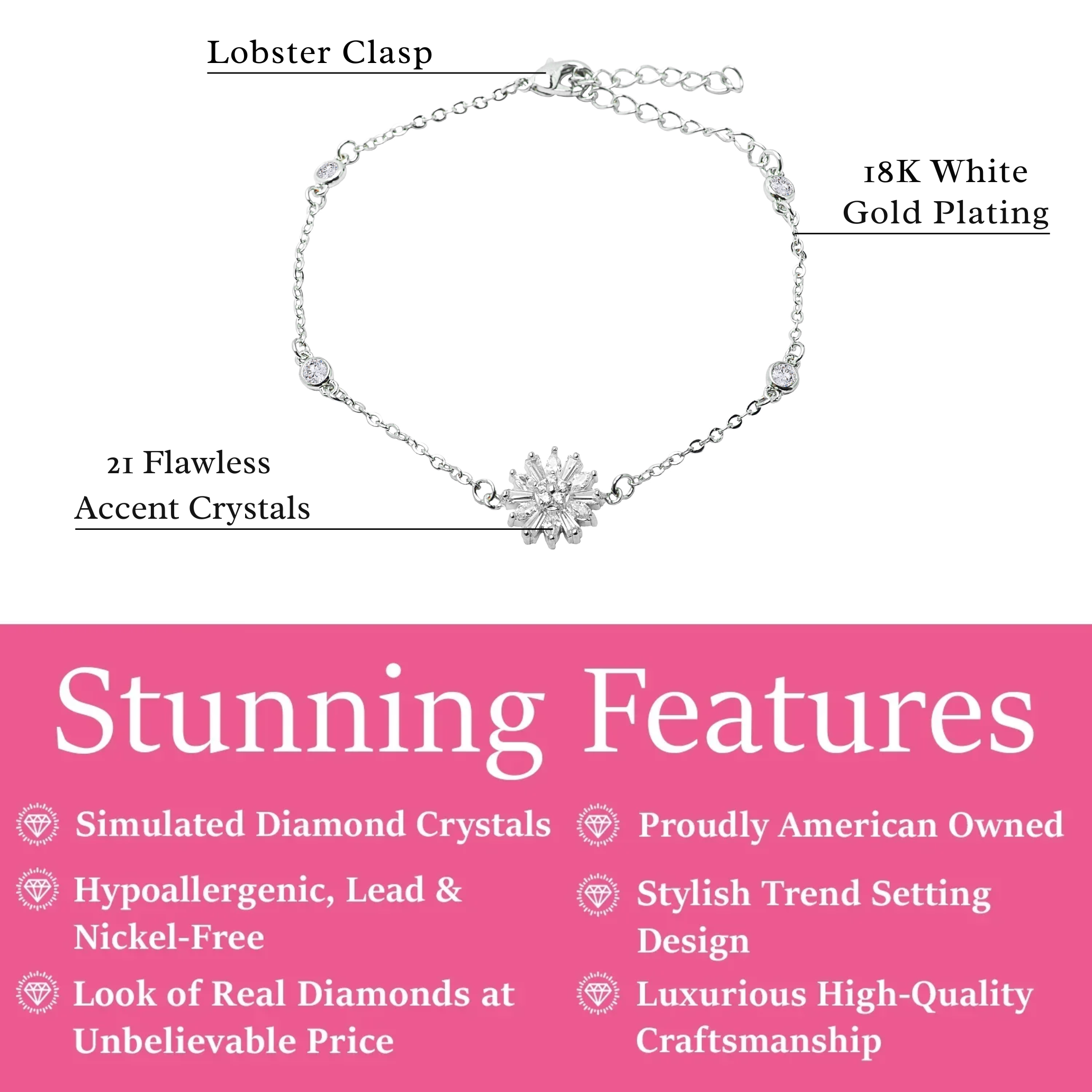 Astara 18k White Gold Plated Bracelet with Simulated Diamond Crystals