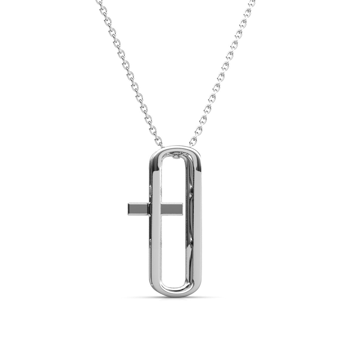 Lona 18k White Gold Plated Cross Necklace & Blessed by Faith Tan Sand Card