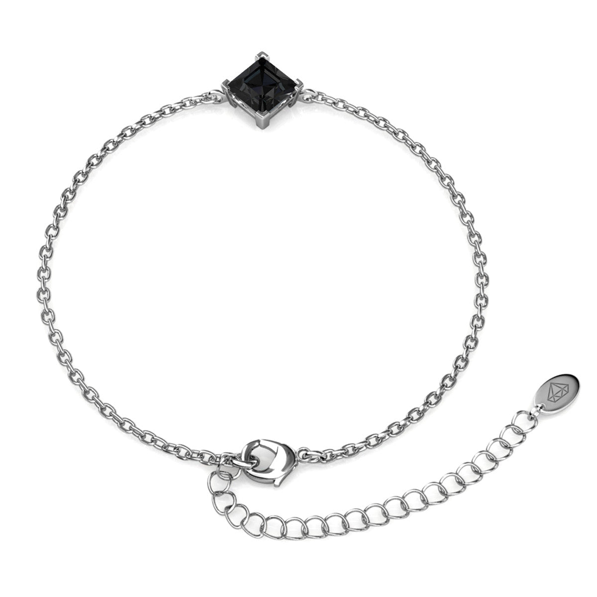 Samantha 18k White Gold Plated Bracelet with Black Crystal