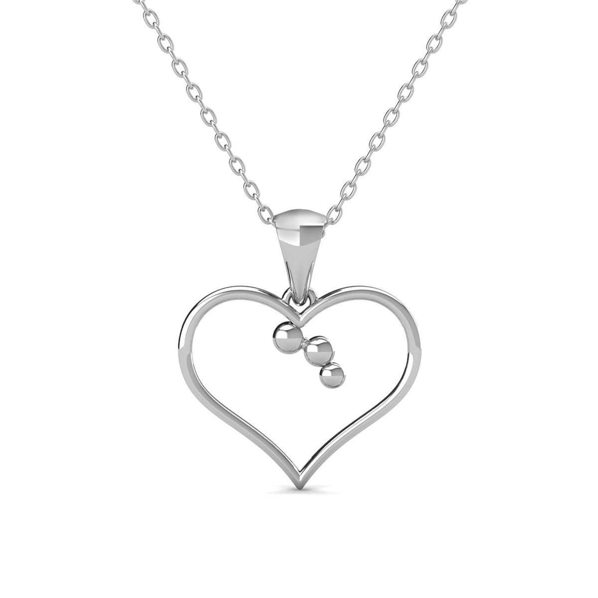 Valentina 18k White Gold Plated Silver Heart Necklace with Swarovski Crystals