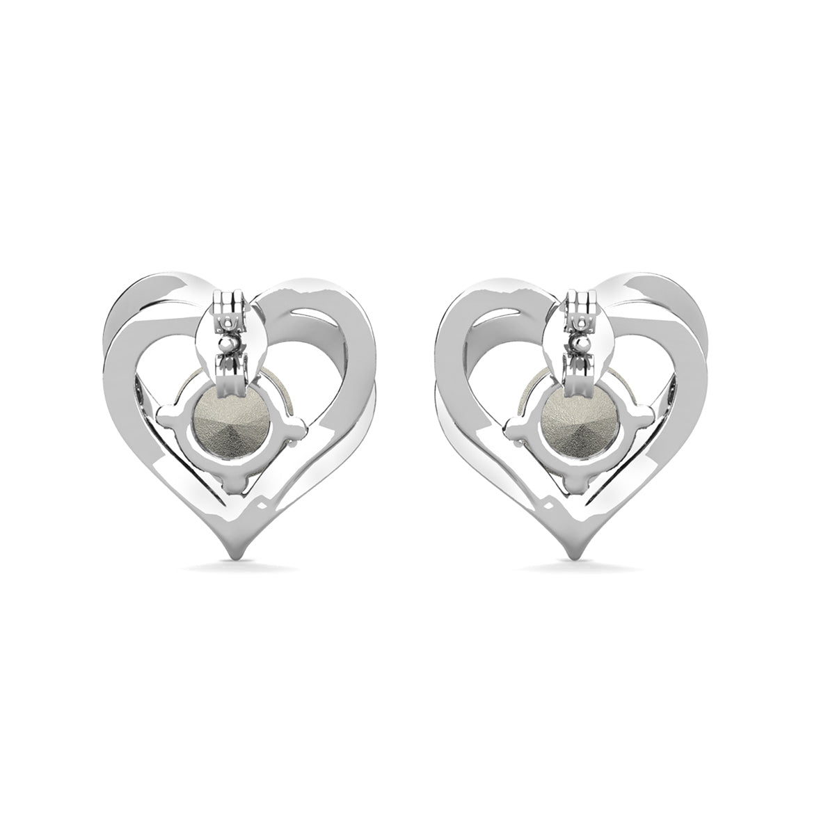 Forever June Birthstone Diamond 18k White Gold Plated Silver Double Heart Earrings with Swarovski Crystals