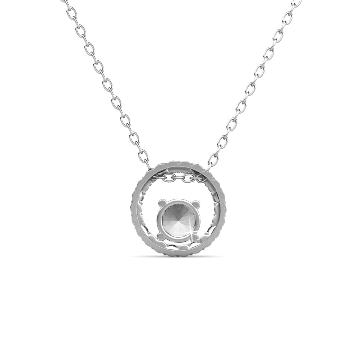 Reign 18k White Gold Plated Halo Necklace with Swarovski Crystals