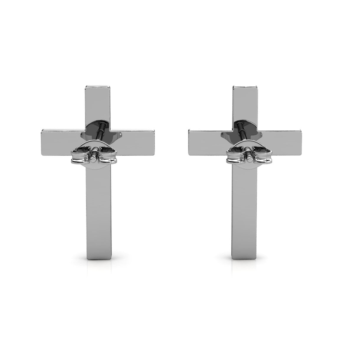 Nayeli 18k White Gold Plated Cross Stud Earrings & Blessed by Faith Tan Sand Card