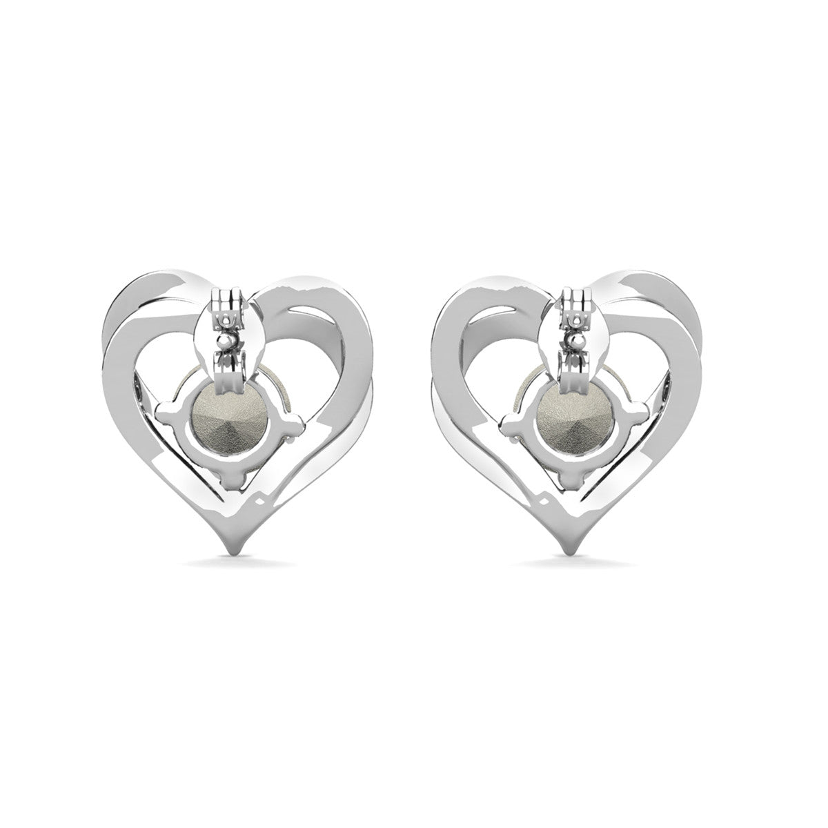 Forever June Birthstone 18k White Gold Plated Silver Double Heart Design Alexandrite Earrings with Swarovski Crystals.