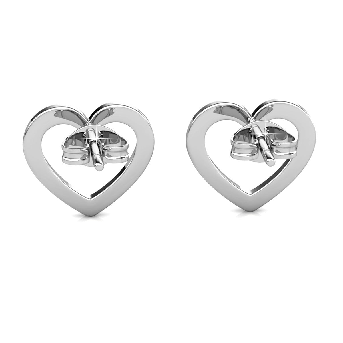 Chelsea 18k White Gold Plated Silver Heart Stud Earrings with Swarovski Crystals