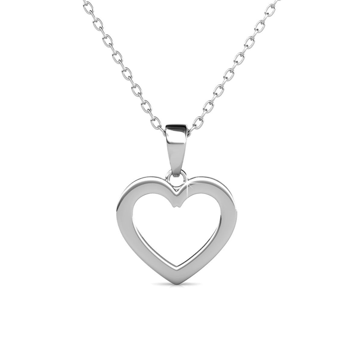 Chelsea 18k White Gold Plated Silver Heart Necklace with Swarovski Crystals