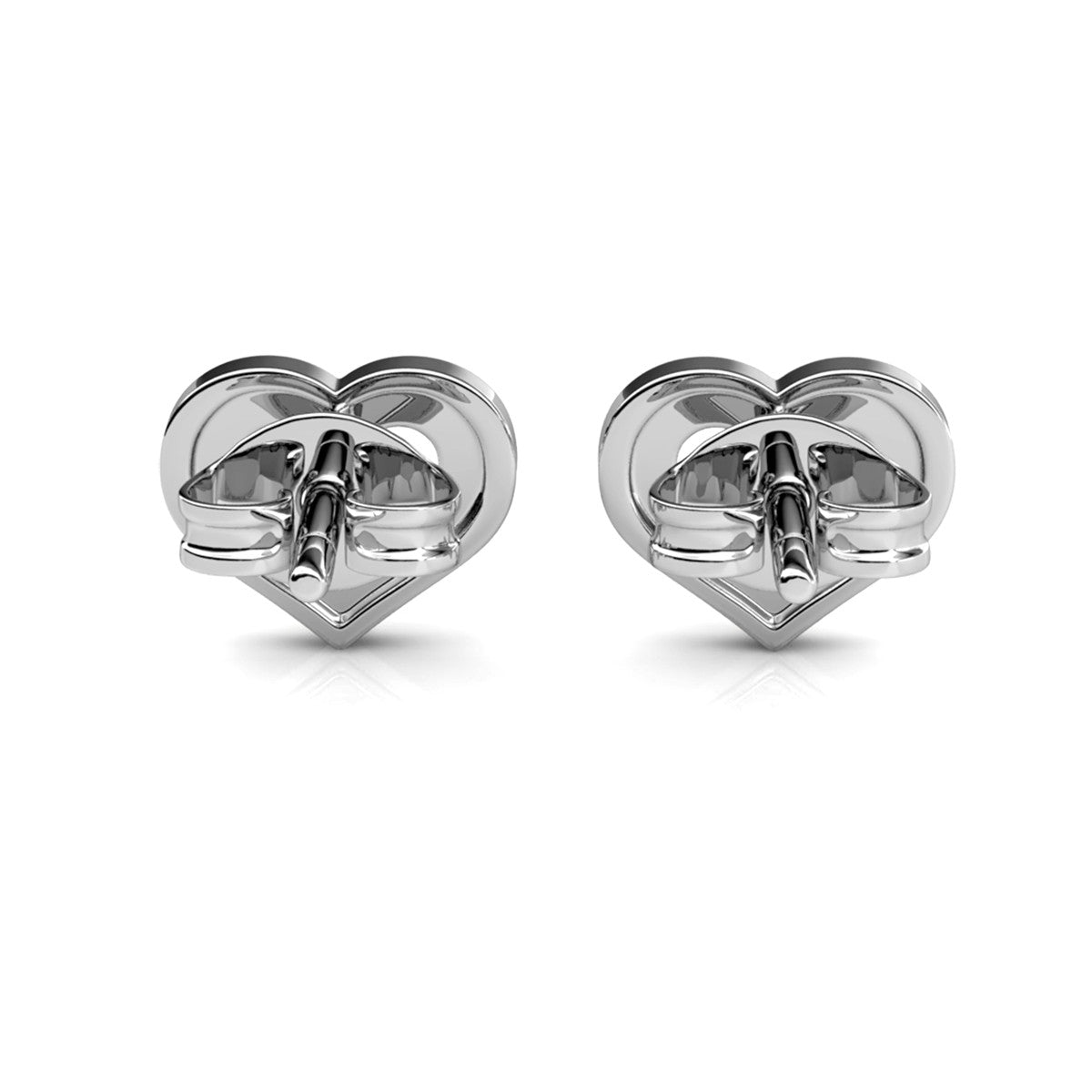 Dominique 18k White Gold Plated Silver Heart Stud Earrings with Swarovski Crystals