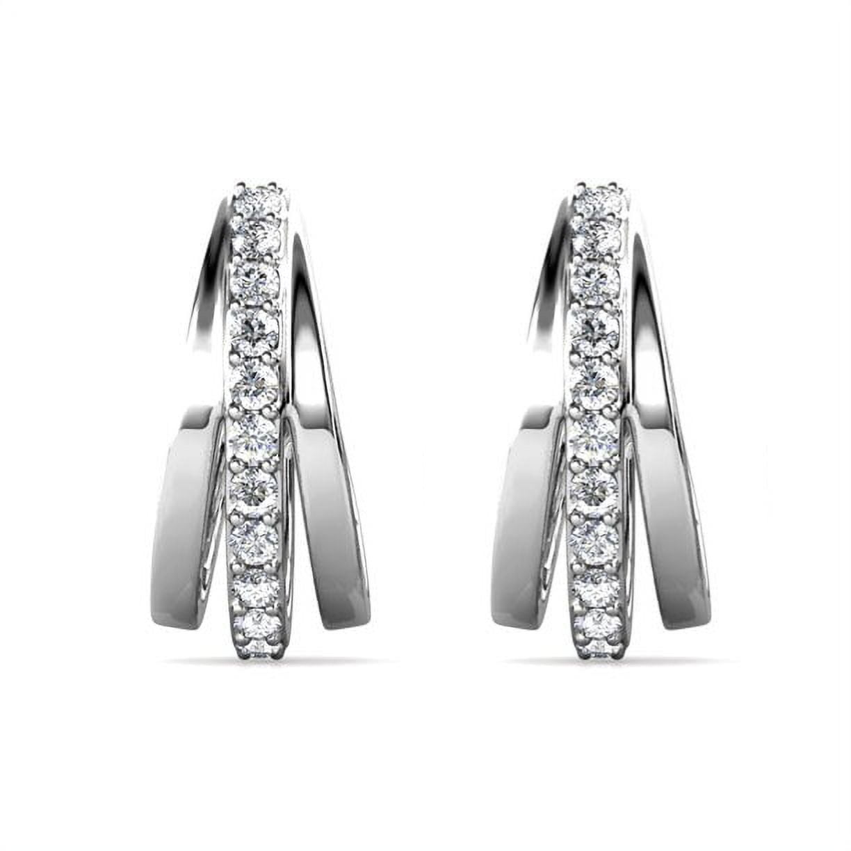 Bella 18k White Gold Plated 17mm Hoop Earrings with Swarovski Crystals