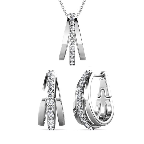 Cate & Chloe Bella 18k White Gold Necklace and Earrings Jewelry Set with Crystals