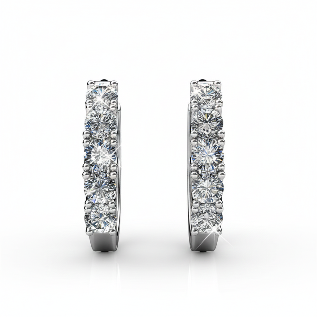 Bethany 18k White Gold Plated 15mm Hoop Crystal Earrings with Swarovski Crystals