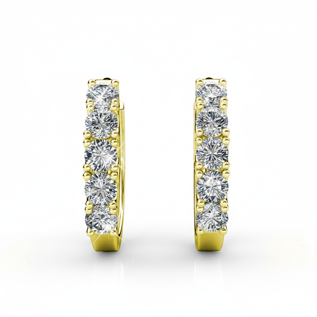 Bethany 18k Gold Plated 15mm Hoop Earrings with Swarovski Crystals (3 Pair Set)