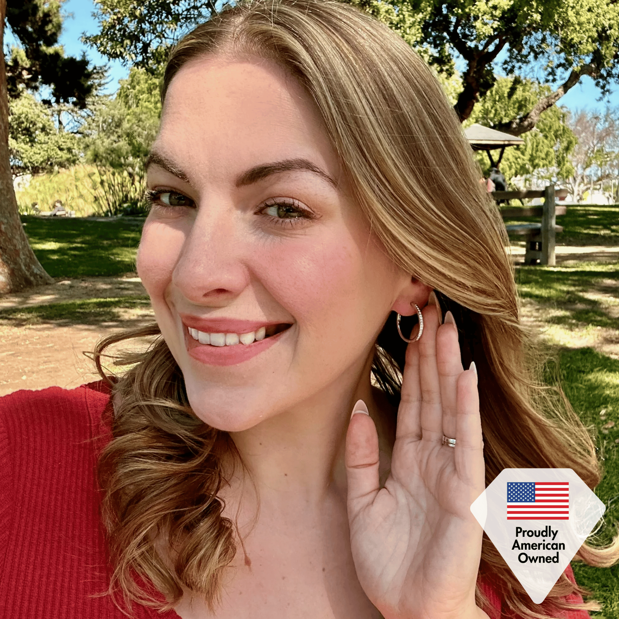 Bianca 18k White Gold Plated 25mm Silver Hoop Earrings with Swarovski Crystals