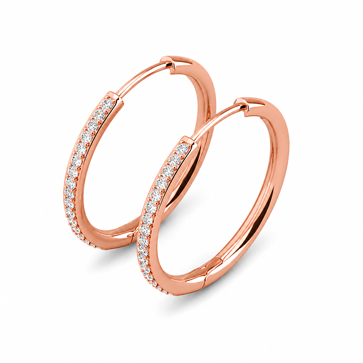 Bianca 18k White Gold Plated 25mm Silver Hoop Earrings with Swarovski Crystals