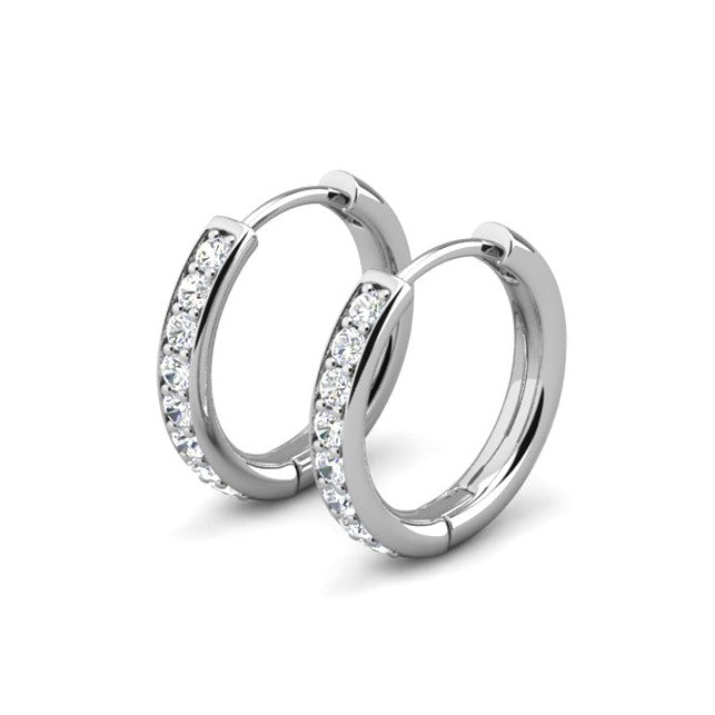 Bianca 18k White Gold Plated 25mm Silver Hoop Earrings with Swarovski Crystals