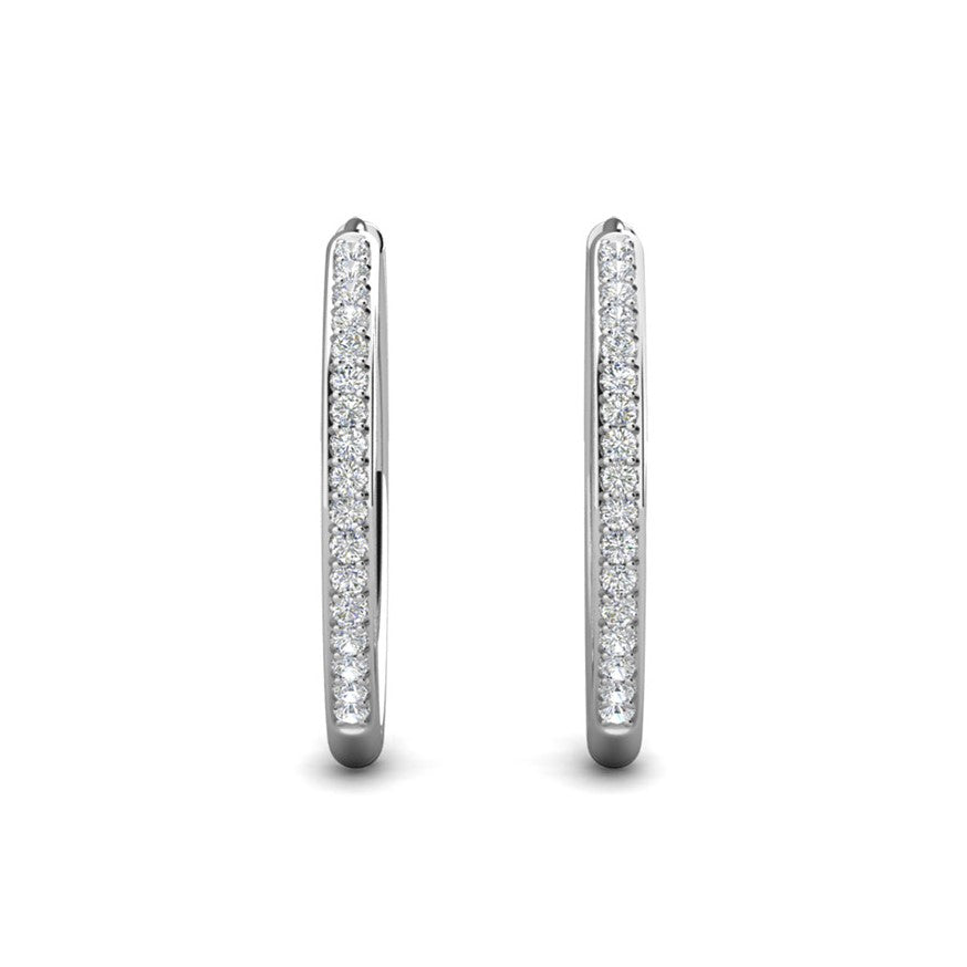 Bianca 18k White Gold Plated 25mm Silver Hoop Earrings with Swarovski Crystals