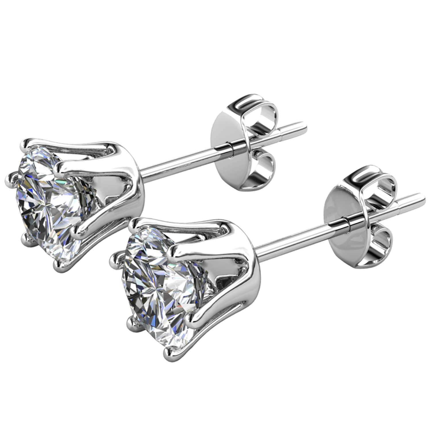 April Birthstone Earrings 18k White Gold Plated Stud Earrings with 1CT Swarovski Crystals