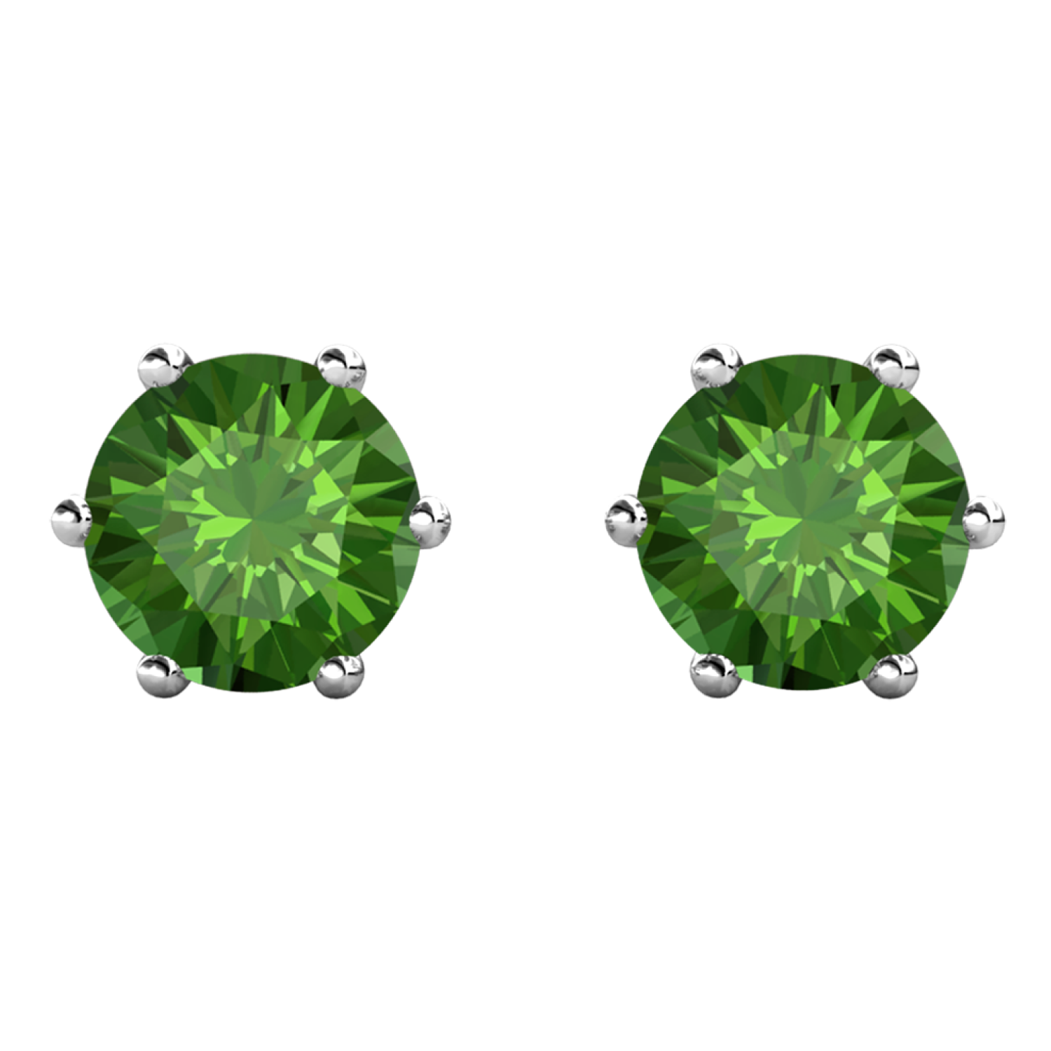 August Birthstone Peridot Earrings 18k White Gold Plated Stud Earrings with 1CT Swarovski Crystal