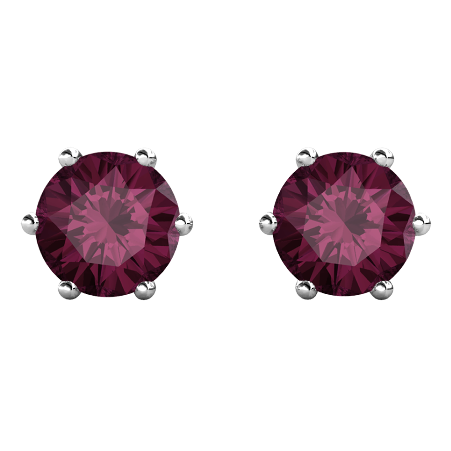 February Birthstone Amethyst Earrings 18k White Gold Plated Stud Earrings with 1CT Swarovski Crystal