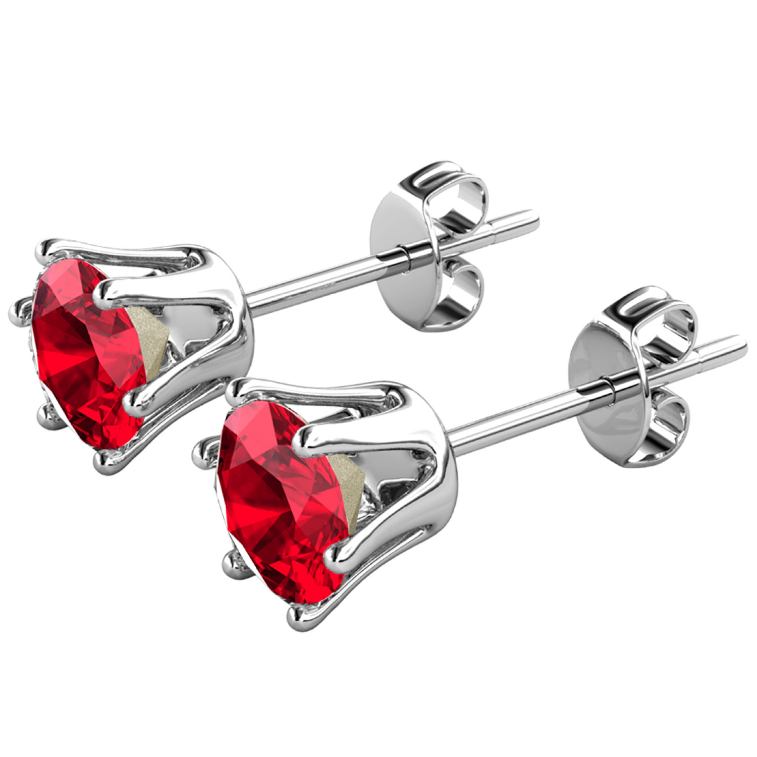 July Birthstone Ruby Earrings 18k White Gold Plated Stud Earrings with 1CT Swarovski Crystal