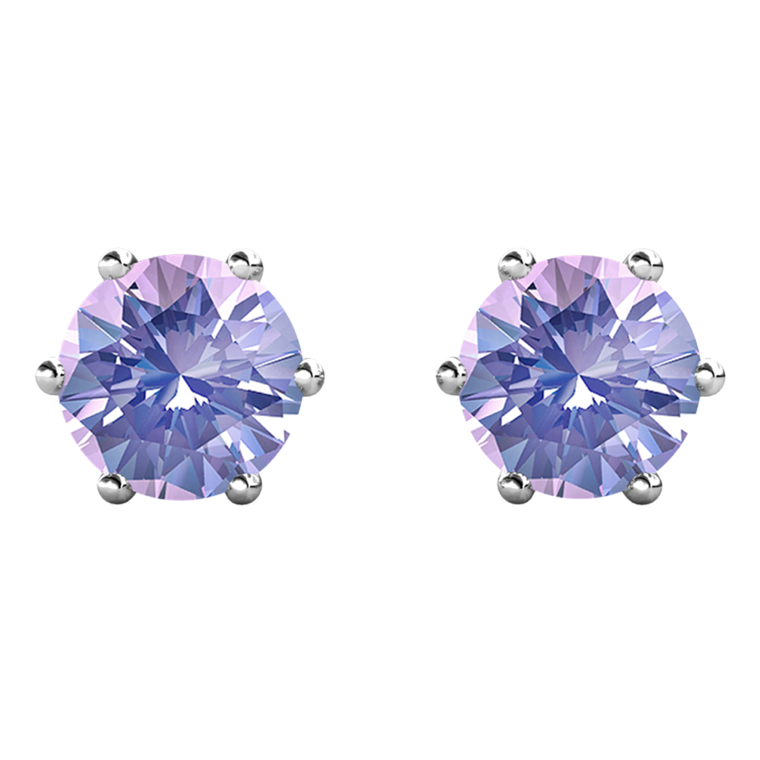 June Birthstone Alexandrite Earrings 18k White Gold Plated Stud Earrings with 1CT Swarovski Crystal