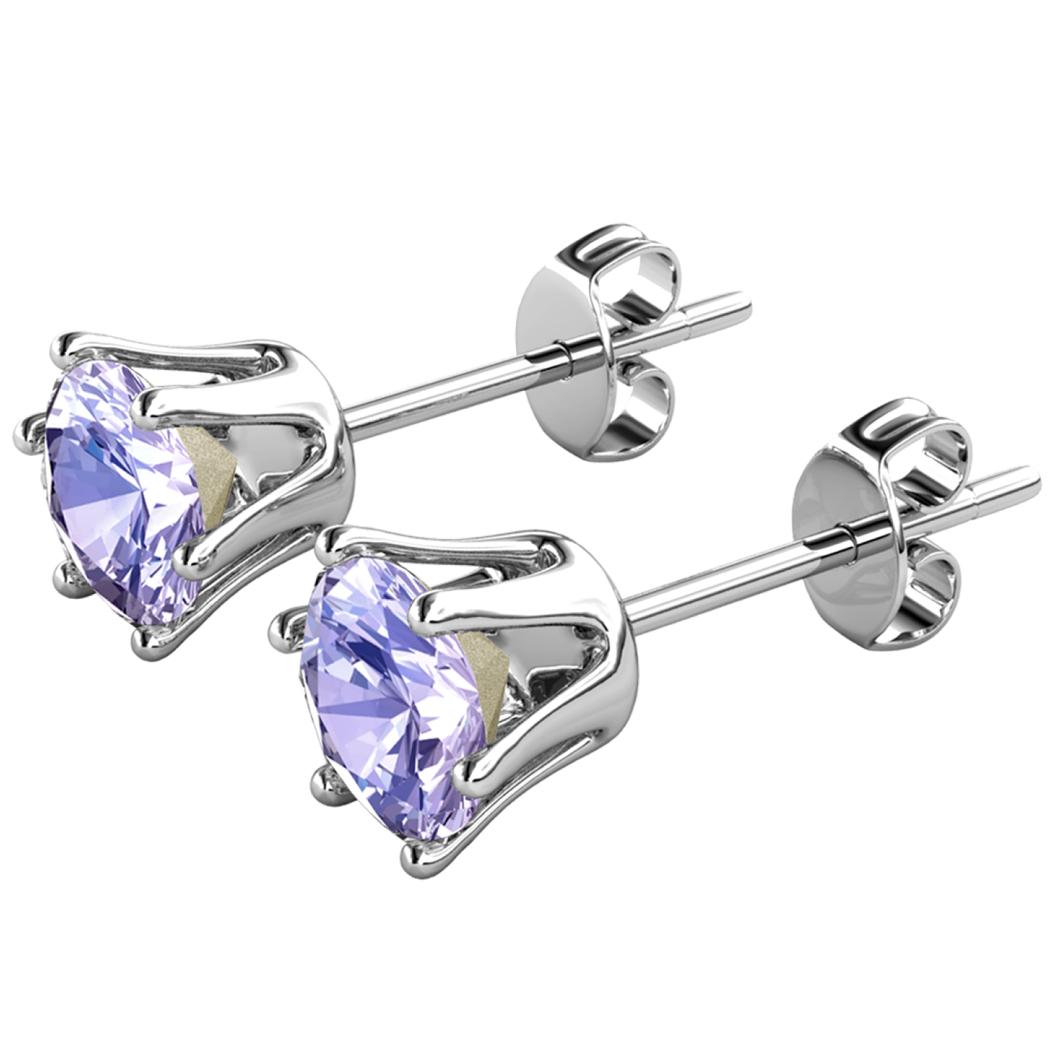 June Birthstone Alexandrite Earrings 18k White Gold Plated Stud Earrings with 1CT Swarovski Crystal