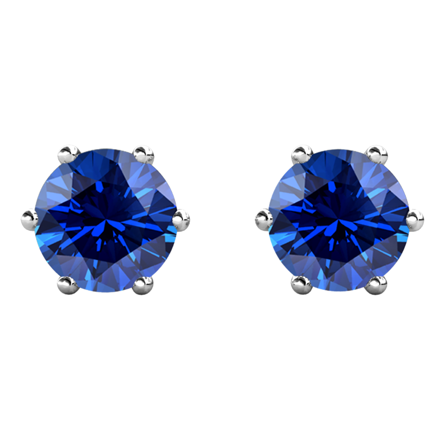 September Birthstone Sapphire Earrings 18k White Gold Plated Stud Earrings with 1CT Swarovski Crystal