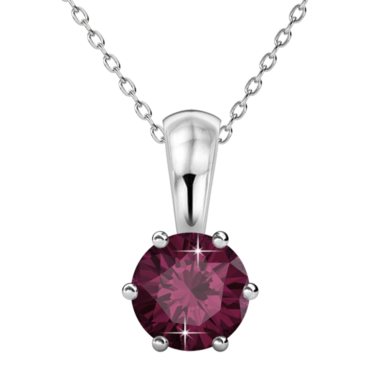 February Birthstone Amethyst Necklace 18k White Gold Plated Solitaire Necklace with 1CT Swarovski Crystal