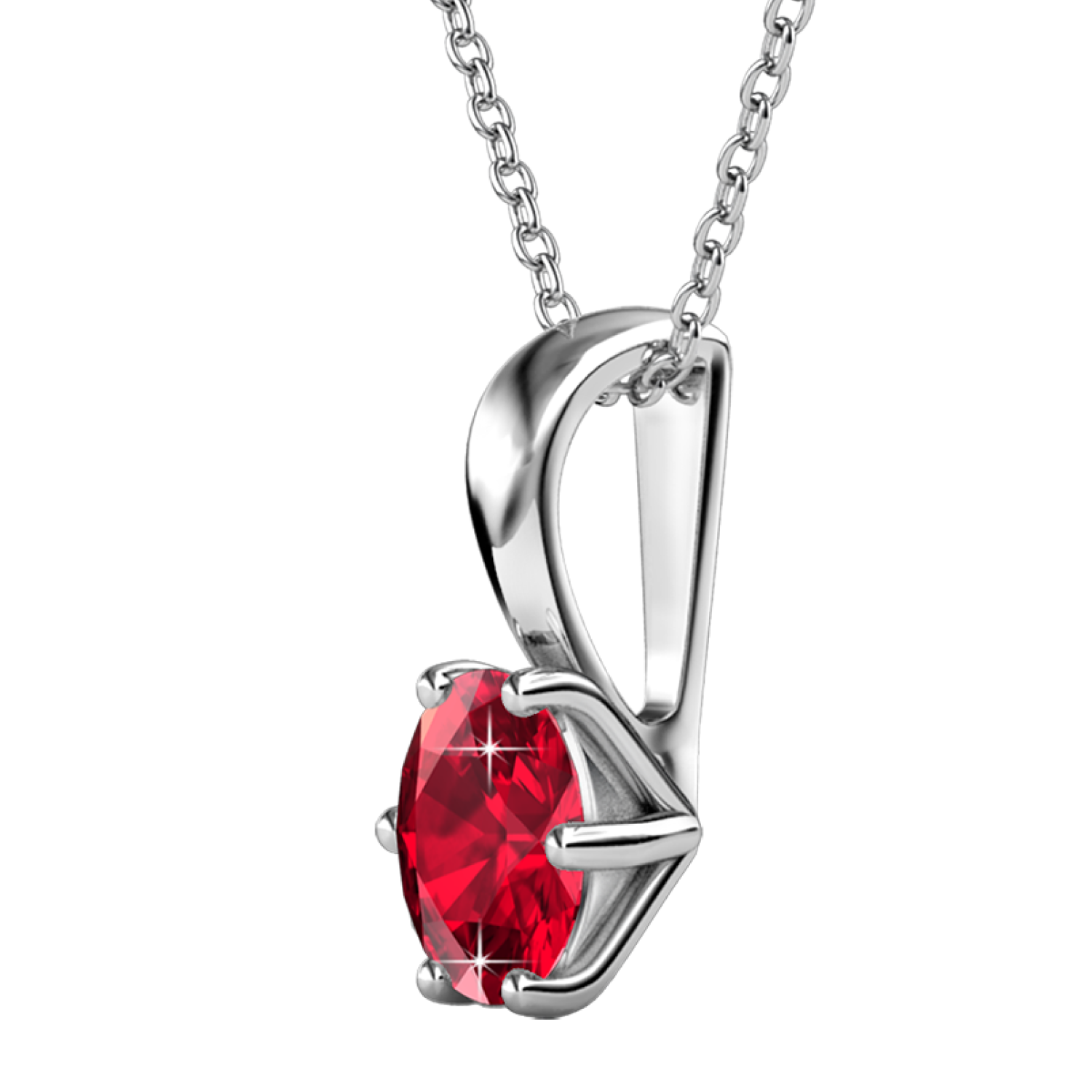 January Birthstone Garnet Necklace 18k White Gold Plated Solitaire Necklace with 1CT Swarovski Crystal