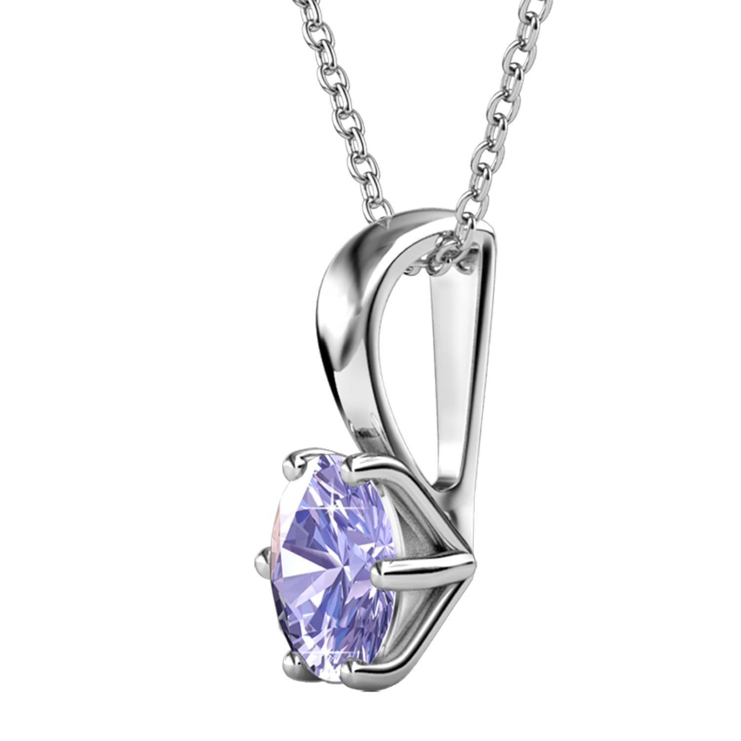 June Birthstone Alexandrite Necklace 18k White Gold Plated Solitaire Necklace with 1CT Swarovski Crystal