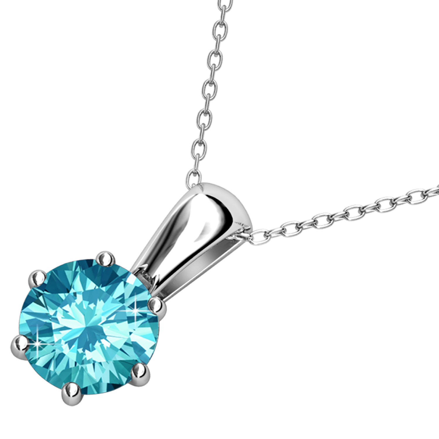 Birthstone Necklace 18k White Gold Plated Solitaire Necklace with 1CT Swarovski Crystal