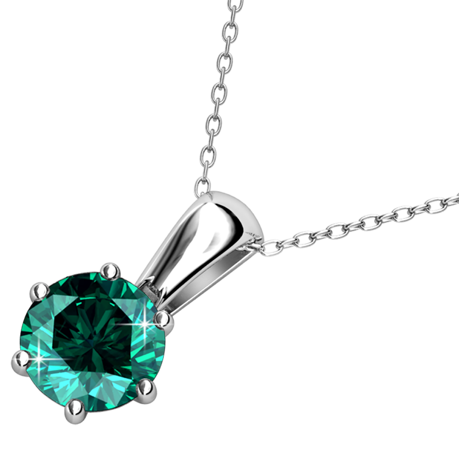 Birthstone Necklace 18k White Gold Plated Solitaire Necklace with 1CT Swarovski Crystal