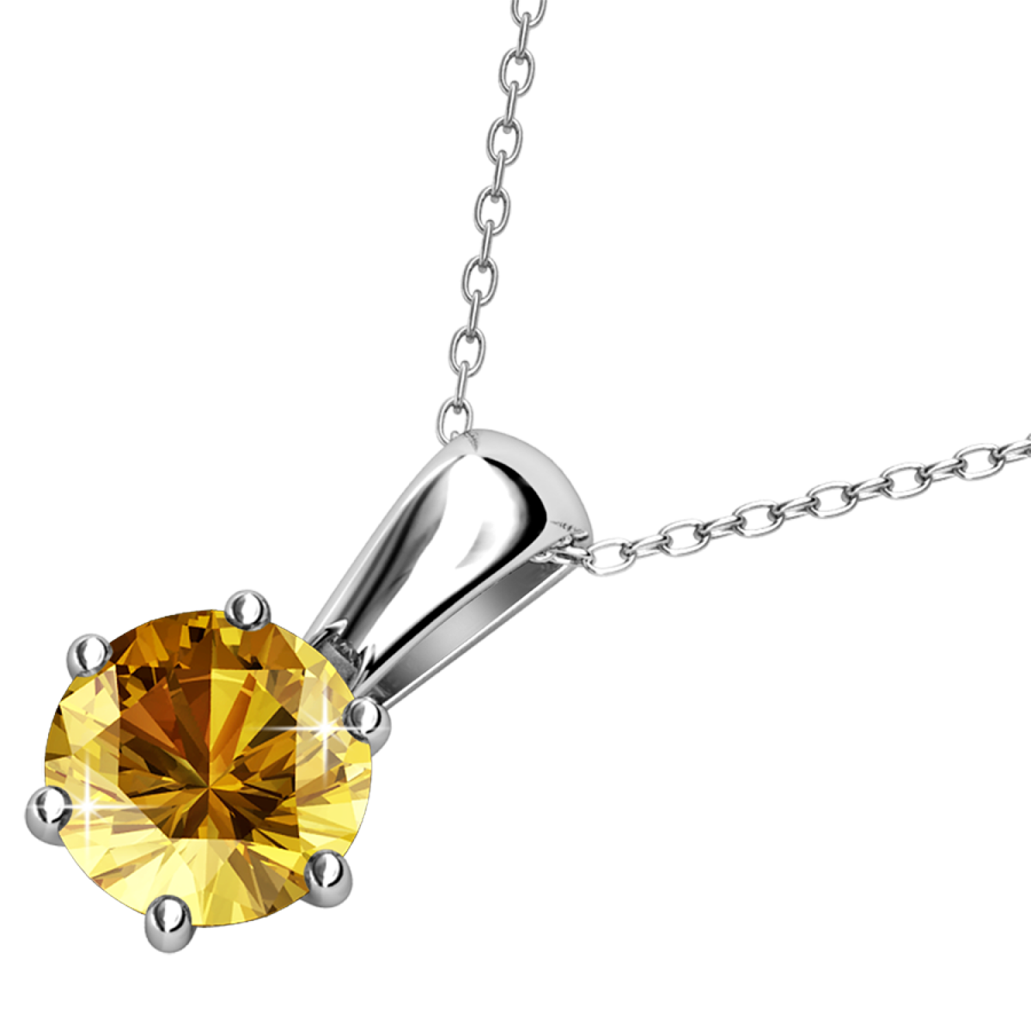 Birthstone Necklace 18k White Gold Plated Solitaire Necklace with 1CT Swarovski Crystal