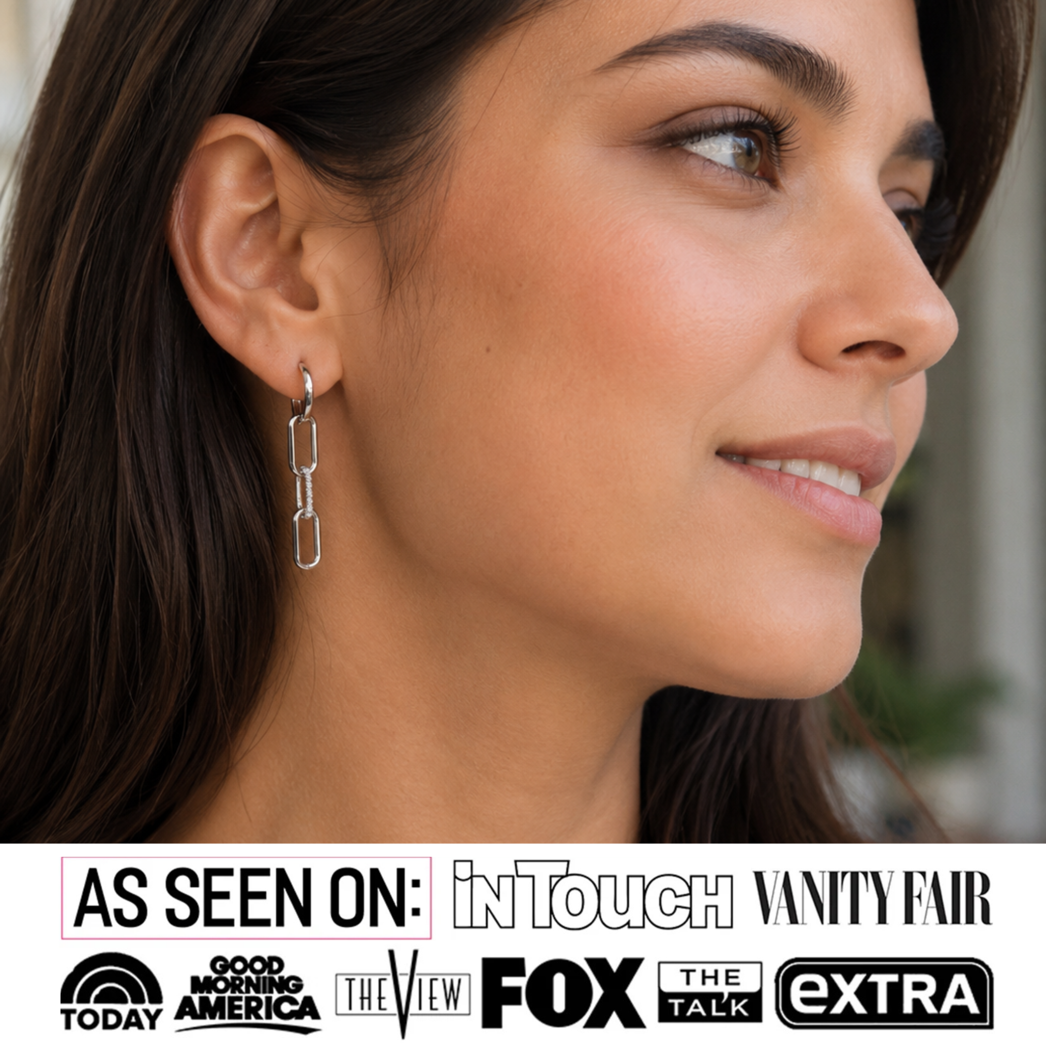 Brinlee 18k White Gold Plated Chain Dangle Earrings with Swarovski Crystals for Women