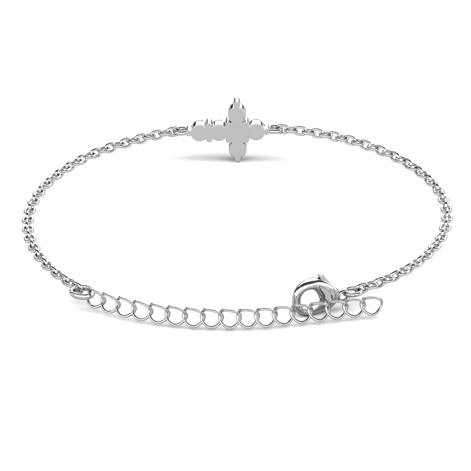 Zuri 18k White Gold Plated Silver Cross Bracelet with Swarovski Crystals
