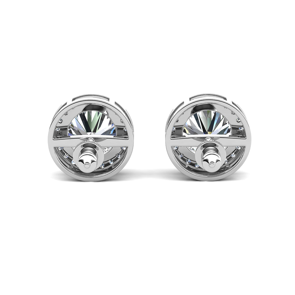 Ariel 18k White Gold Plated Halo Stud Earrings with Simulated Diamond Crystals.