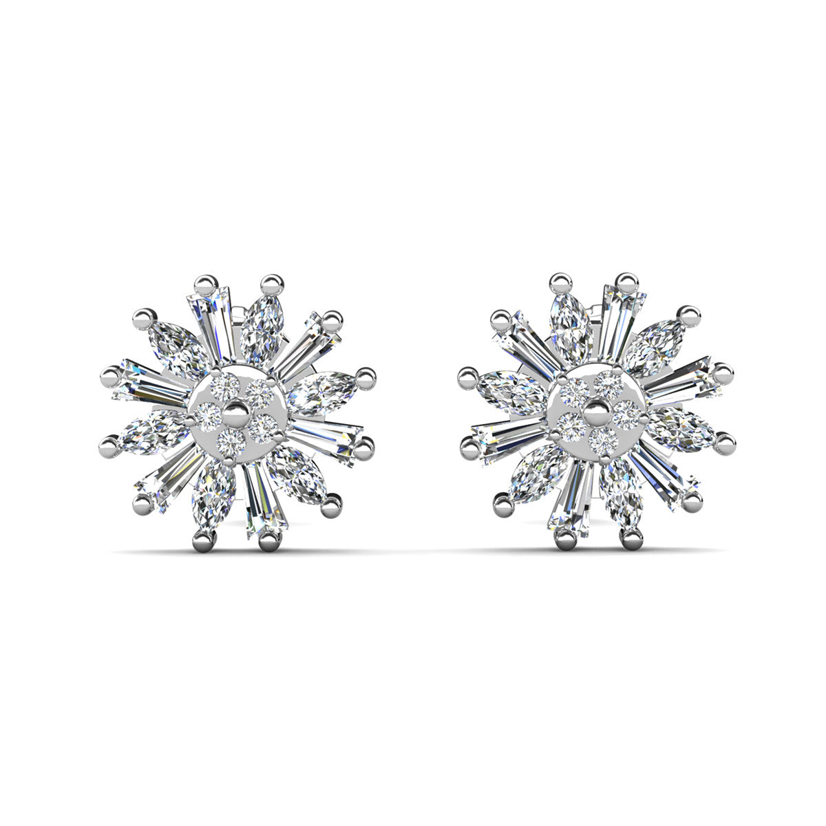 Astara 18k White Gold Plated Stud Earrings with Simulated Diamond Crystals