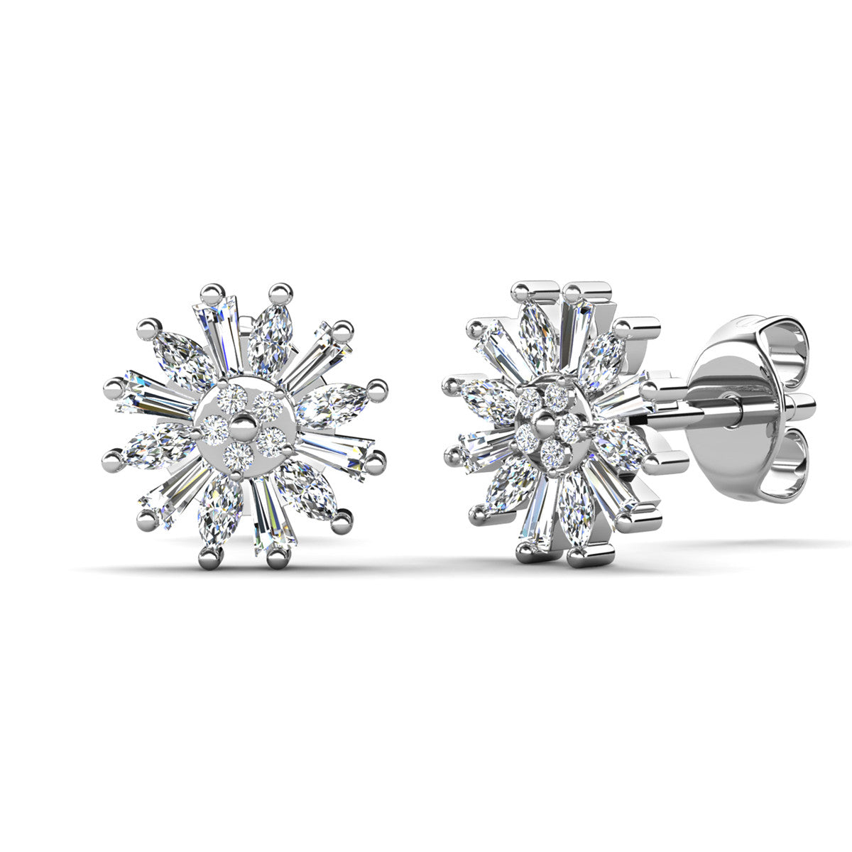White gold crystal stud earrings