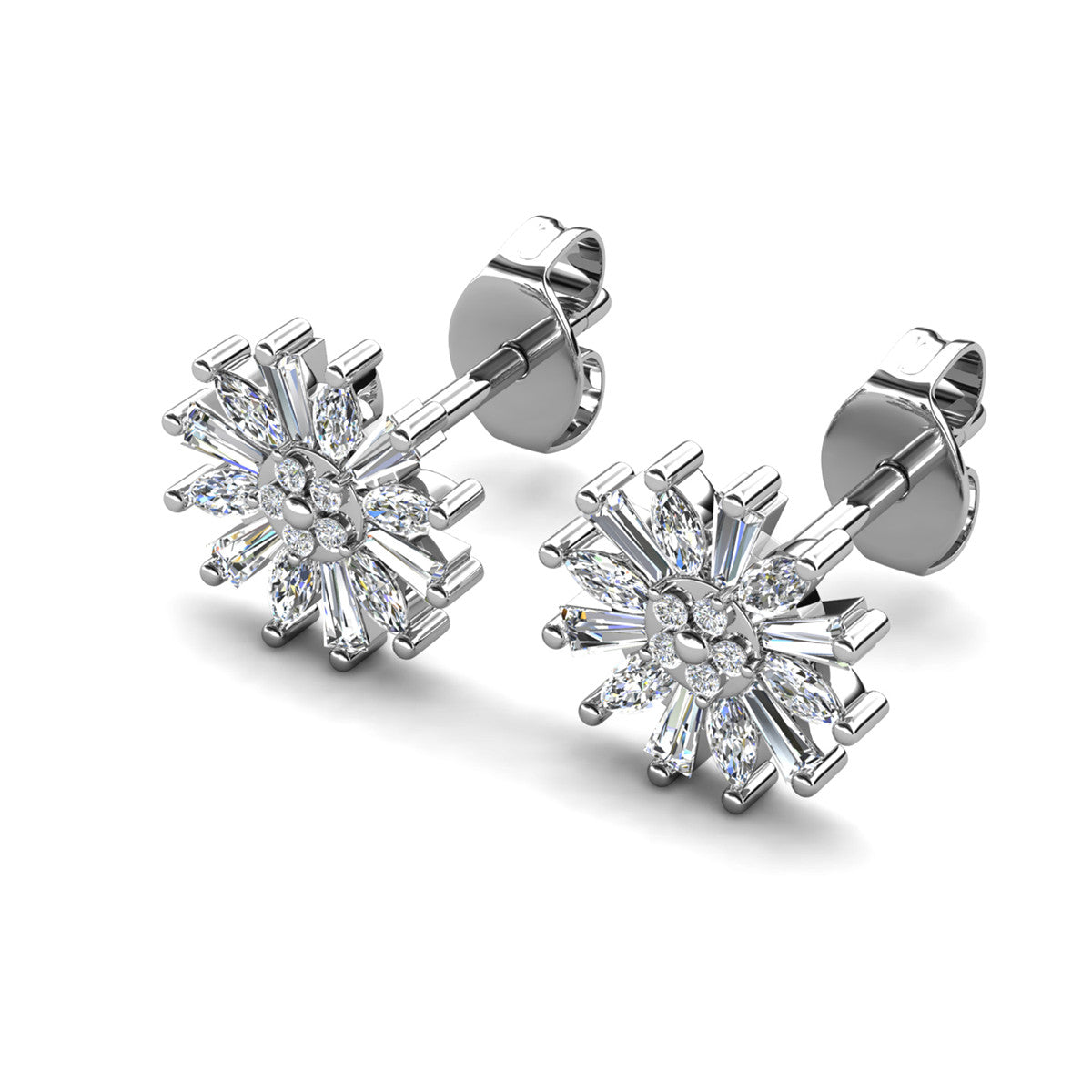 Astara 18k White Gold Plated Stud Earrings with Simulated Diamond Crystals